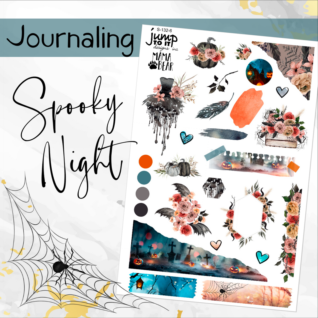 October Spooky Night Halloween JOURNAL sheet - planner stickers          (S-132-6)