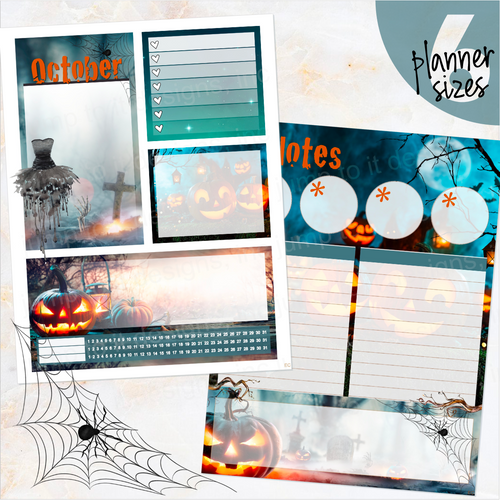 October Spooky Night Halloween Notes monthly sticker - Erin Condren Vertical Horizontal 7
