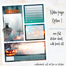 Load image into Gallery viewer, October Spooky Night Halloween Notes monthly sticker - Erin Condren Vertical Horizontal 7&quot;x9&quot;, Happy Planner Classic, Mini &amp; Big