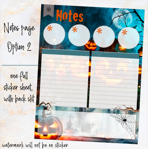 October Spooky Night Halloween Notes monthly sticker - Erin Condren Vertical Horizontal 7"x9", Happy Planner Classic, Mini & Big