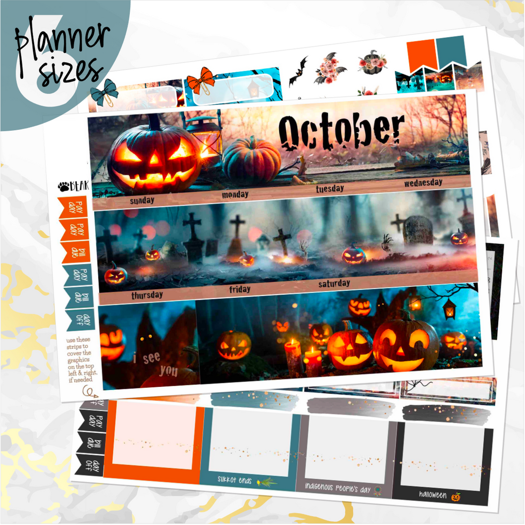 October Spooky Night Halloween monthly - Erin Condren Vertical Horizontal 7