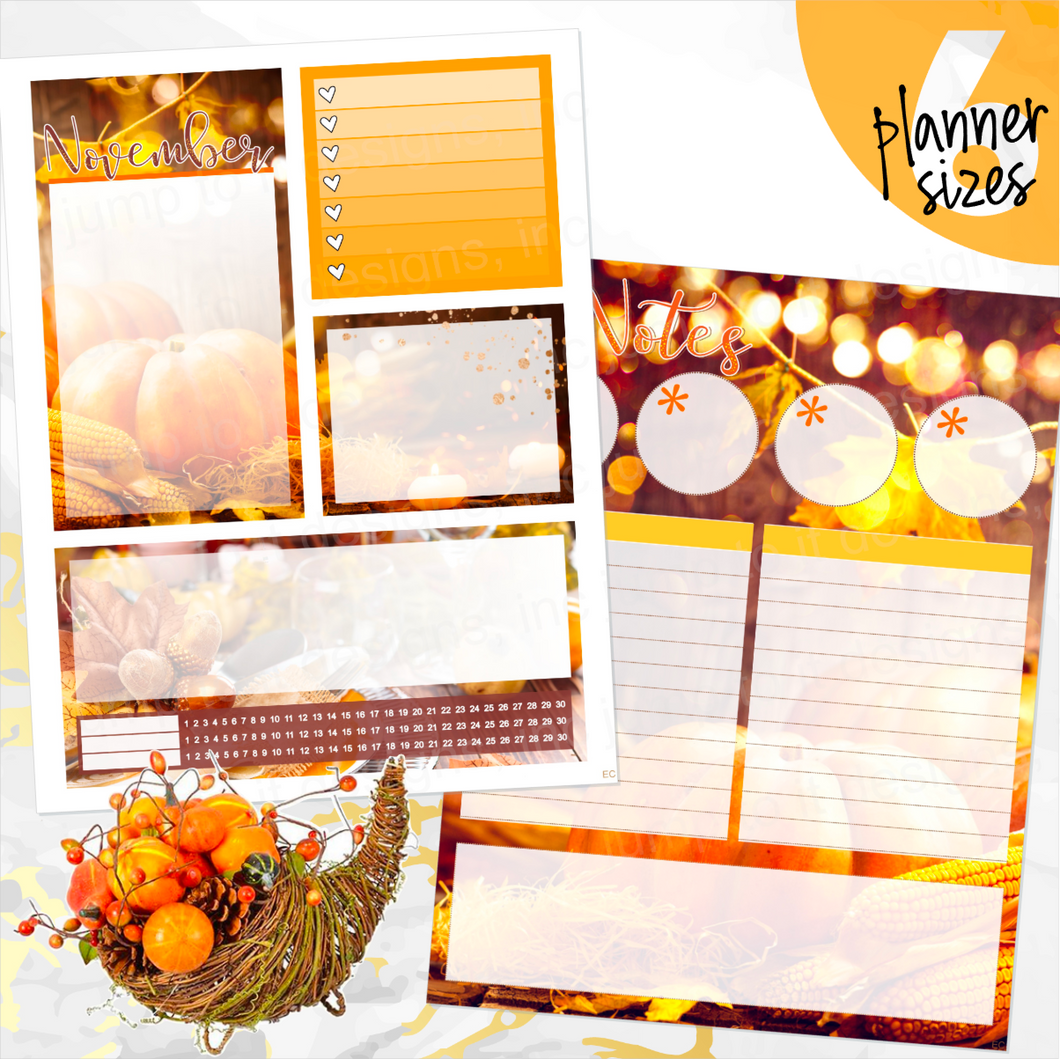 November Harvest Glow Notes monthly sticker - Erin Condren Vertical Horizontal 7
