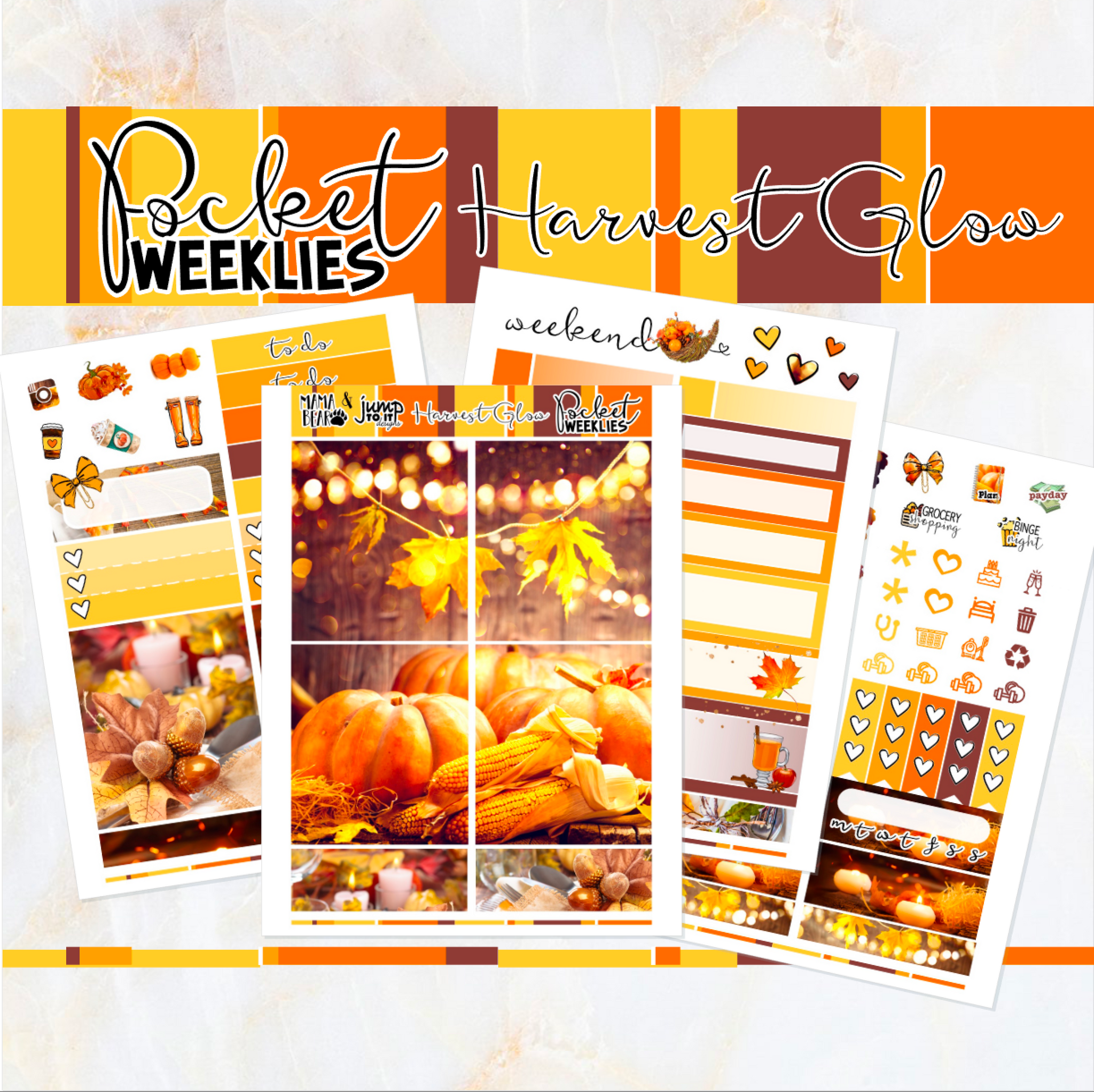 Fall Sunflowers - POCKET Mini Weekly Kit Planner stickers – Jump