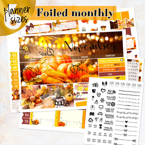 November Harvest Glow FOILED monthly - Erin Condren Vertical Horizontal 7
