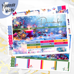 December Christmas Glow monthly - Erin Condren Vertical Horizontal 7"x9", Happy Planner Classic, Mini & Big