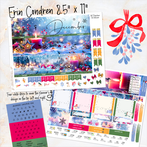 December Christmas Glow FOILED monthly - Erin Condren Vertical Horizontal 7"x9", Happy Planner Classic, Mini & Big