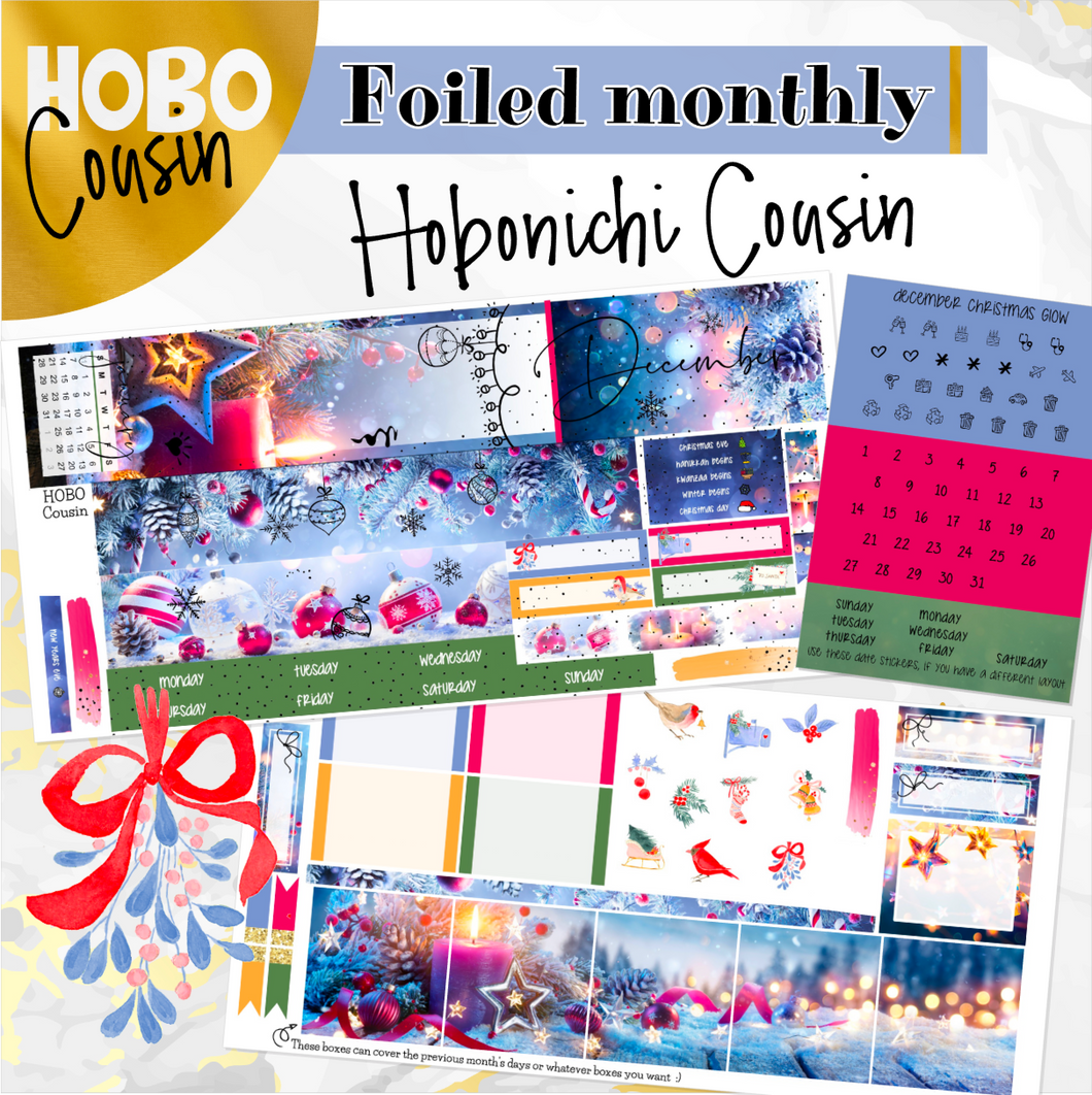December Christmas Glow FOILED monthly - Hobonichi Cousin A5 personal planner