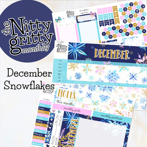 December Snowflakes - The Nitty Gritty Monthly - Erin Condren Vertical Horizontal