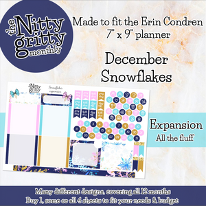 December Snowflakes - The Nitty Gritty Monthly - Erin Condren Vertical Horizontal