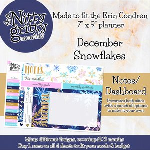 December Snowflakes - The Nitty Gritty Monthly - Erin Condren Vertical Horizontal