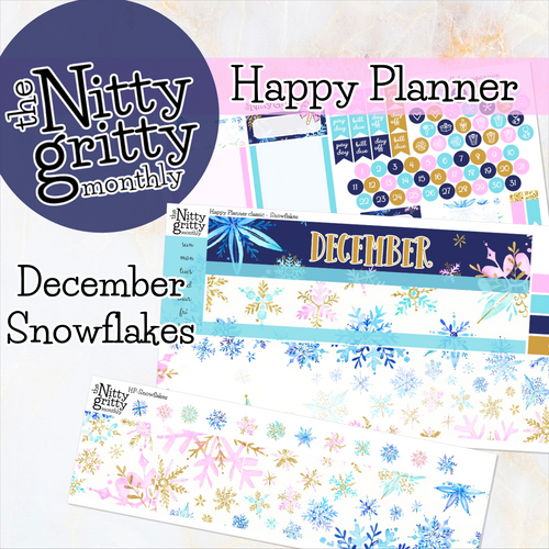 December Snowflakes - The Nitty Gritty Monthly - Happy Planner Classic