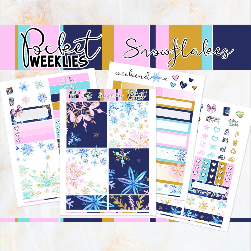 December Snowflakes - POCKET Mini Weekly Kit Planner stickers