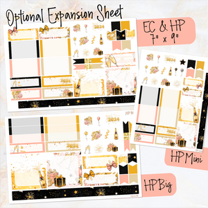 January New Year’s Eve ’24 FOILED monthly - Erin Condren Vertical Horizontal 7"x9", Happy Planner Classic, Mini & Big