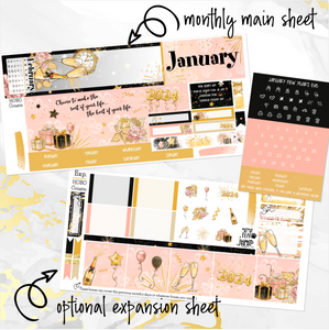 January New Year’s Eve ’24 monthly - Hobonichi Cousin A5 personal planner