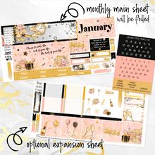 Load image into Gallery viewer, January New Year’s Eve ’24 FOILED monthly - Hobonichi Cousin A5 personal planner