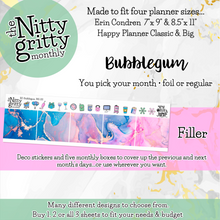 Load image into Gallery viewer, BUBBLEGUM - The Nitty Gritty Monthly-Any Month-Erin Condren 7x9 8.5x11 Happy Planner Classic &amp; Big