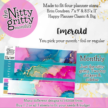 Load image into Gallery viewer, EMERALD - The Nitty Gritty Monthly-Any Month-Erin Condren 7x9 8.5x11 Happy Planner Classic &amp; Big