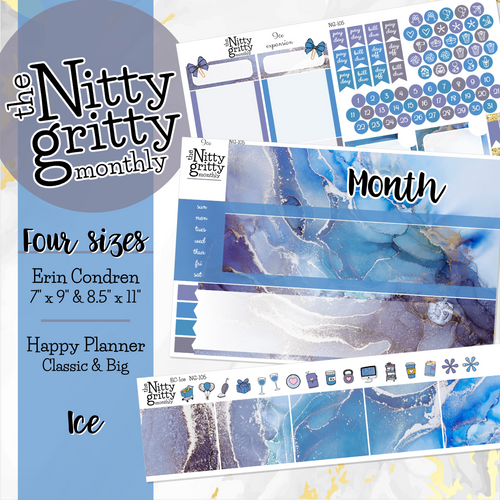 ICE - The Nitty Gritty Monthly-Any Month-Erin Condren 7x9 8.5x11 Happy Planner Classic & Big