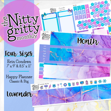 Load image into Gallery viewer, LAVENDER - The Nitty Gritty Monthly-Any Month-Erin Condren 7x9 8.5x11 Happy Planner Classic &amp; Big