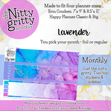 Load image into Gallery viewer, LAVENDER - The Nitty Gritty Monthly-Any Month-Erin Condren 7x9 8.5x11 Happy Planner Classic &amp; Big