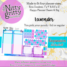 Load image into Gallery viewer, LAVENDER - The Nitty Gritty Monthly-Any Month-Erin Condren 7x9 8.5x11 Happy Planner Classic &amp; Big