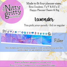 Load image into Gallery viewer, LAVENDER - The Nitty Gritty Monthly-Any Month-Erin Condren 7x9 8.5x11 Happy Planner Classic &amp; Big