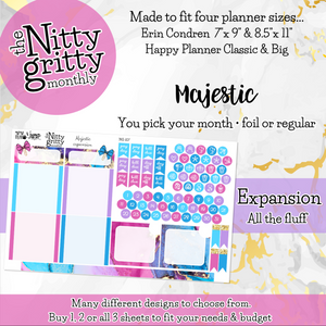 MAJESTIC - The Nitty Gritty Monthly-Any Month-Erin Condren 7x9 8.5x11 Happy Planner Classic & Big