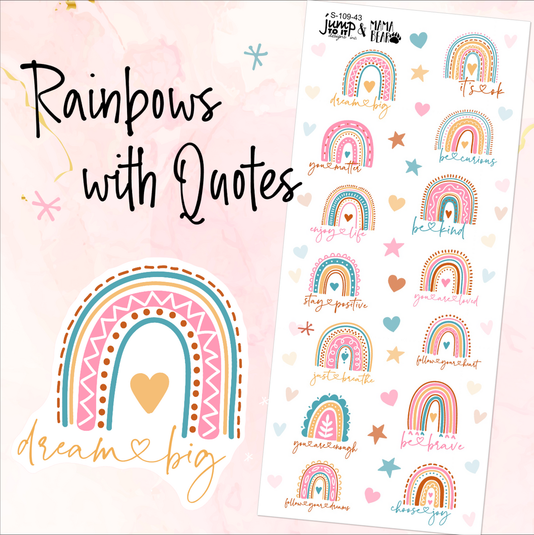 Rainbow Inspirational Quotes Deco sheet - planner stickers          (S-109-43)