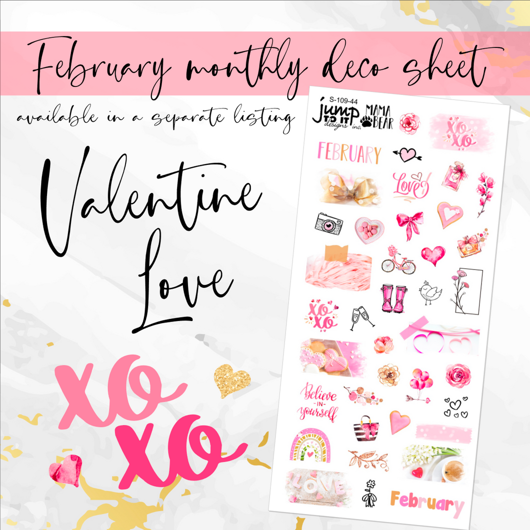 February Valentine Love Deco sheet - planner stickers          (S-109-44)