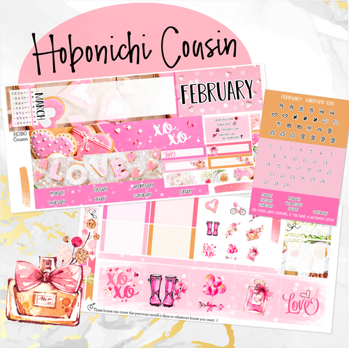 February Valentine Love '24 monthly - Hobonichi Cousin A5 personal planner
