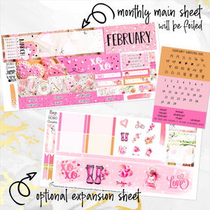 February Valentine Love '24 FOILED monthly - Hobonichi Cousin A5 personal planner