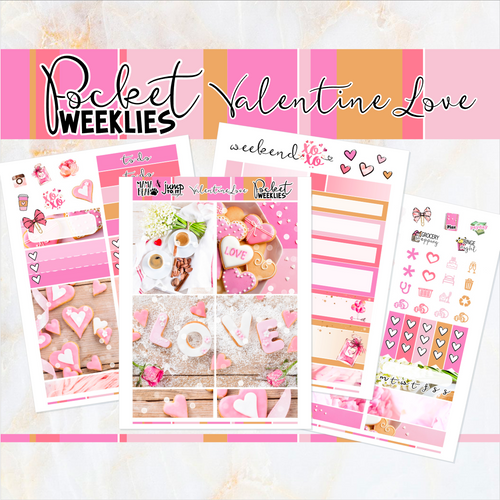 February Valentine Love - POCKET Mini Weekly Kit Planner stickers