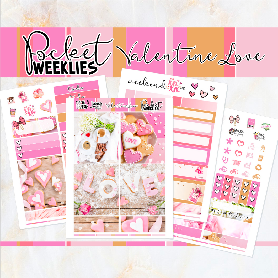 February Valentine Love - POCKET Mini Weekly Kit Planner stickers