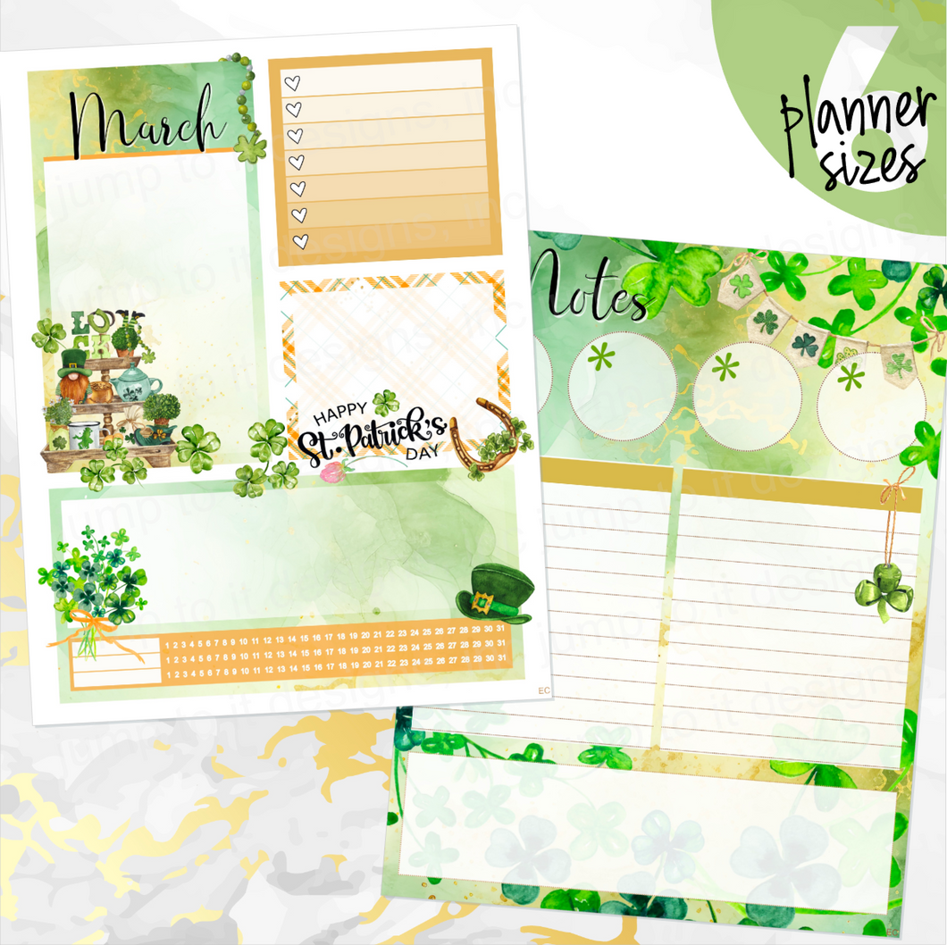 March St Patrick’s Day ’24 Notes monthly sticker - Erin Condren Vertical Horizontal 7
