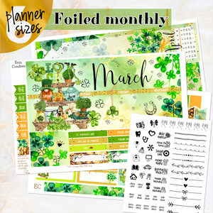March St Patrick’s Day ’24 FOILED monthly - Erin Condren Vertical Horizontal 7"x9", Happy Planner Classic, Mini & Big