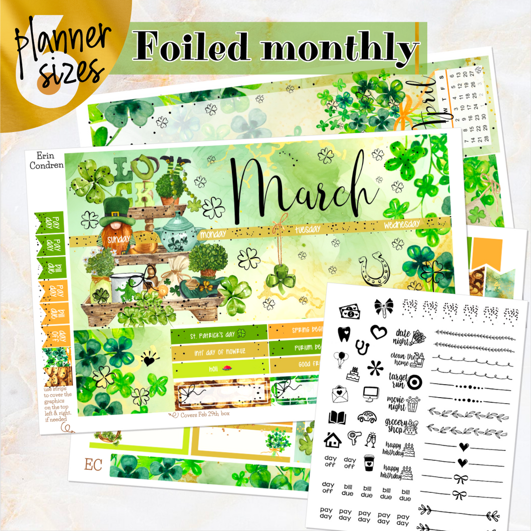 March St Patrick’s Day ’24 FOILED monthly - Erin Condren Vertical Horizontal 7