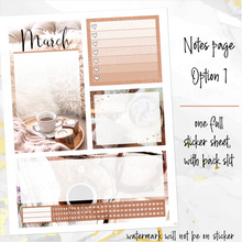 Load image into Gallery viewer, March Relax &amp; Unwind Notes monthly sticker - Erin Condren Vertical Horizontal 7&quot;x9&quot;, Happy Planner Classic, Mini &amp; Big