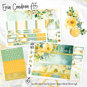 March Dreamy Floral monthly - Erin Condren Vertical Horizontal 7"x9", Happy Planner Classic, Mini & Big