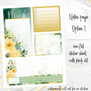 March Dreamy Floral '24 Notes monthly sticker - Erin Condren Vertical Horizontal 7"x9", Happy Planner Classic, Mini & Big