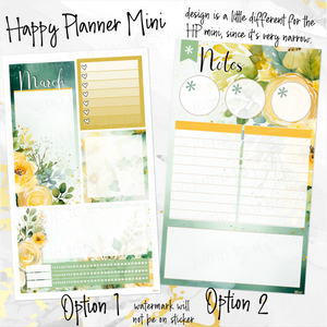 March Dreamy Floral Notes monthly sticker - Erin Condren Vertical Horizontal 7"x9", Happy Planner Classic, Mini & Big