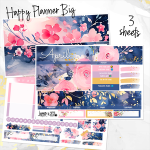 April Spring Blush '24 monthly - Erin Condren Vertical Horizontal 7"x9", Happy Planner Classic, Mini & Big