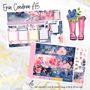 April Spring Blush FOILED monthly - Erin Condren Vertical Horizontal 7"x9", Happy Planner Classic, Mini & Big