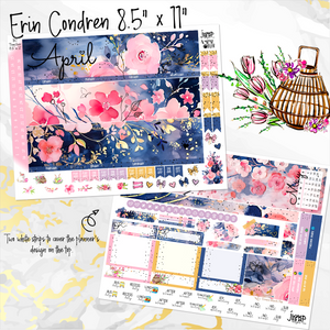 April Spring Blush '24 FOILED monthly - Erin Condren Vertical Horizontal 7"x9", Happy Planner Classic, Mini & Big