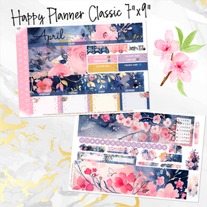 April Spring Blush '24 FOILED monthly - Erin Condren Vertical Horizontal 7"x9", Happy Planner Classic, Mini & Big