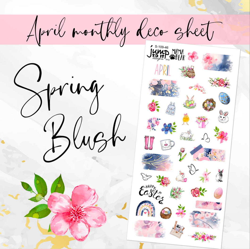 April Spring Blush Deco sheet - planner stickers          (S-109-46)