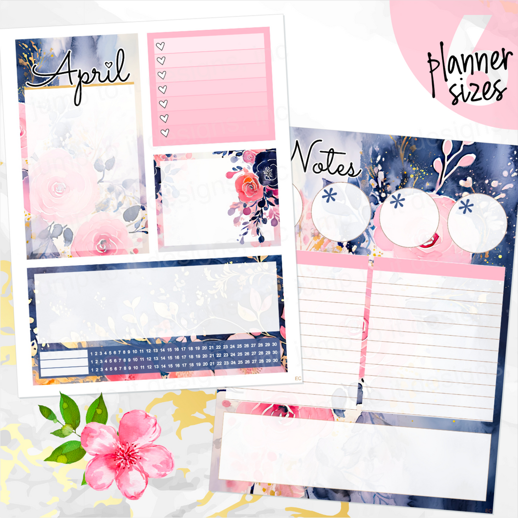 April Spring Blush Notes monthly sticker - Erin Condren Vertical Horizontal 7