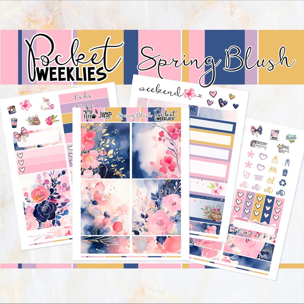 Spring Blush April - POCKET Mini Weekly Kit Planner stickers