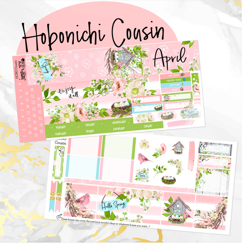 April Spring Whisper monthly - Hobonichi Cousin A5 personal planner