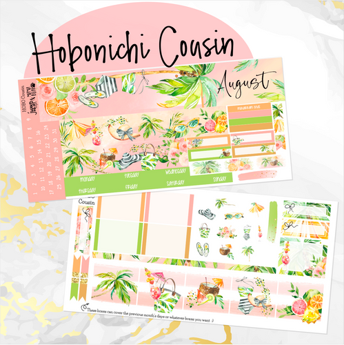 August Sunkissed Summer monthly - Hobonichi Cousin A5 personal planner