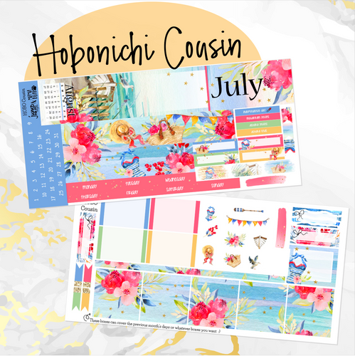 July Seaside 4th monthly - Hobonichi Cousin A5 personal planner